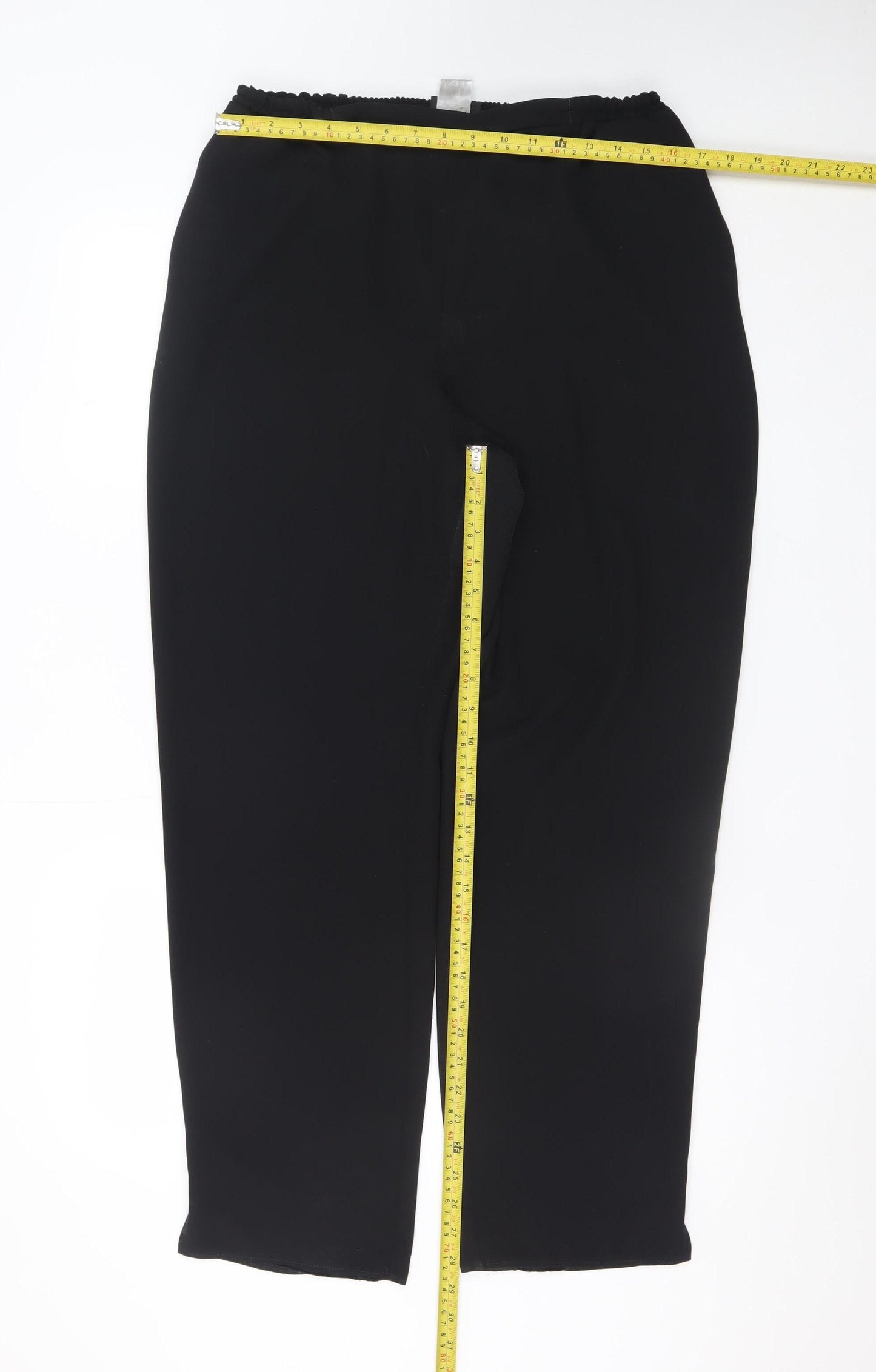 Godske Classic Women Black Size 18 Elastic Waist Straight Trousers
