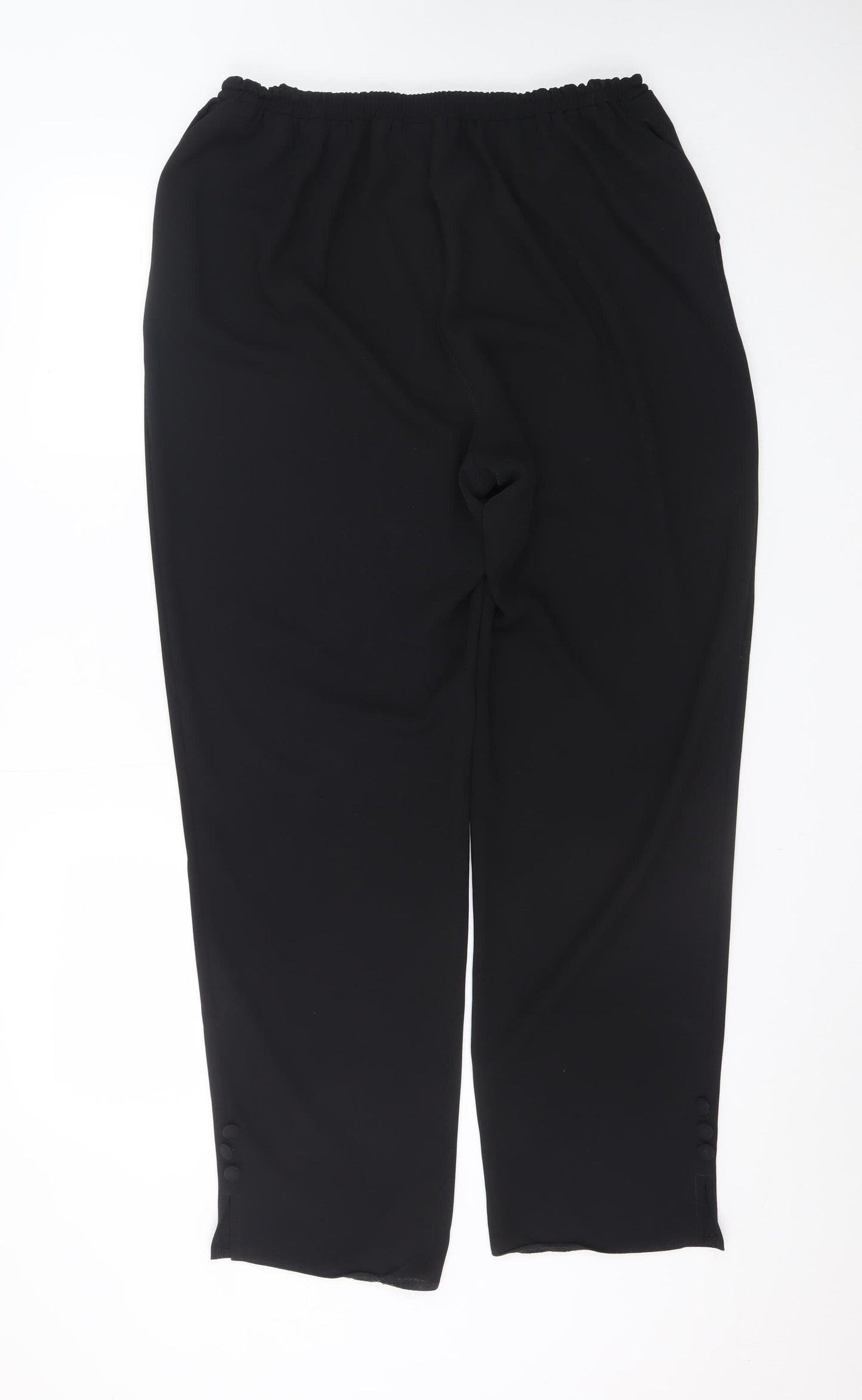 Godske Classic Women Black Size 18 Elastic Waist Straight Trousers