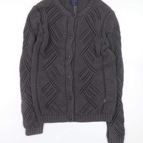 GAP Women’s Grey Open-Knit Cardigan XS Long Sleeve Cotton Blend