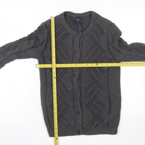 GAP Women’s Grey Open-Knit Cardigan XS Long Sleeve Cotton Blend