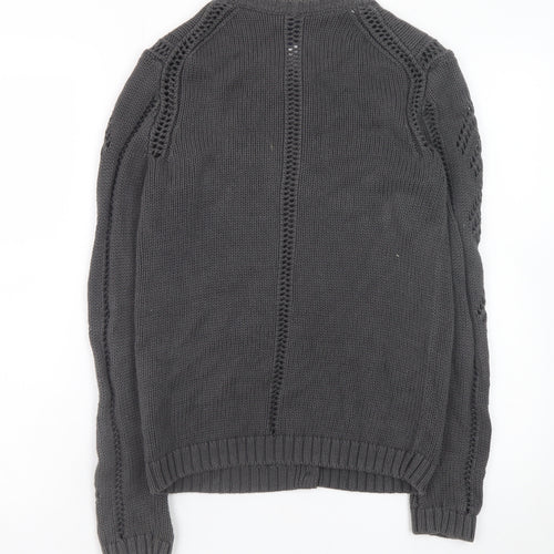 GAP Women’s Grey Open-Knit Cardigan XS Long Sleeve Cotton Blend