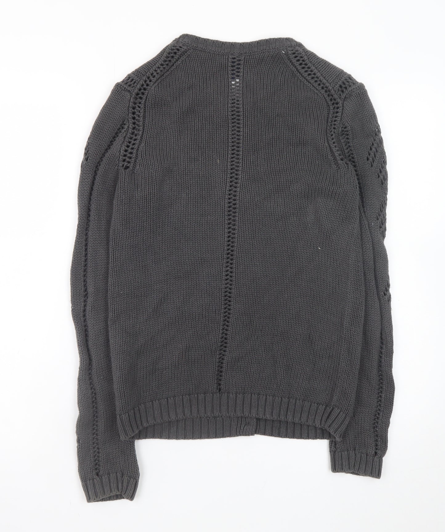 GAP Women’s Grey Open-Knit Cardigan XS Long Sleeve Cotton Blend
