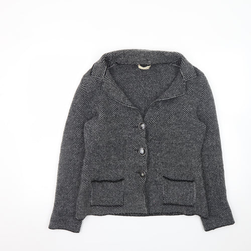 Cocogio Women’s Grey Wool Blend Blazer Jacket Size 14 Lined Button Up