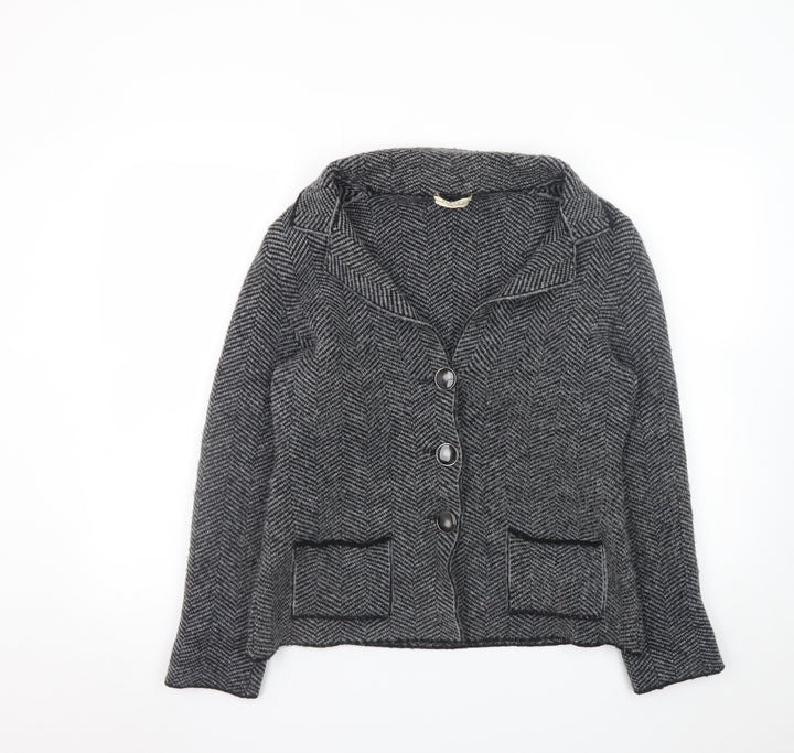 Cocogio Women’s Grey Wool Blend Blazer Jacket Size 14 Lined Button Up