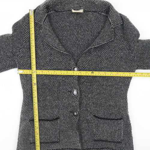 Cocogio Women’s Grey Wool Blend Blazer Jacket Size 14 Lined Button Up