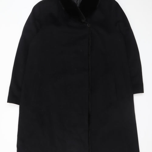 Marks and Spencer Women's Black Wool Angora Long Overcoat UK 16