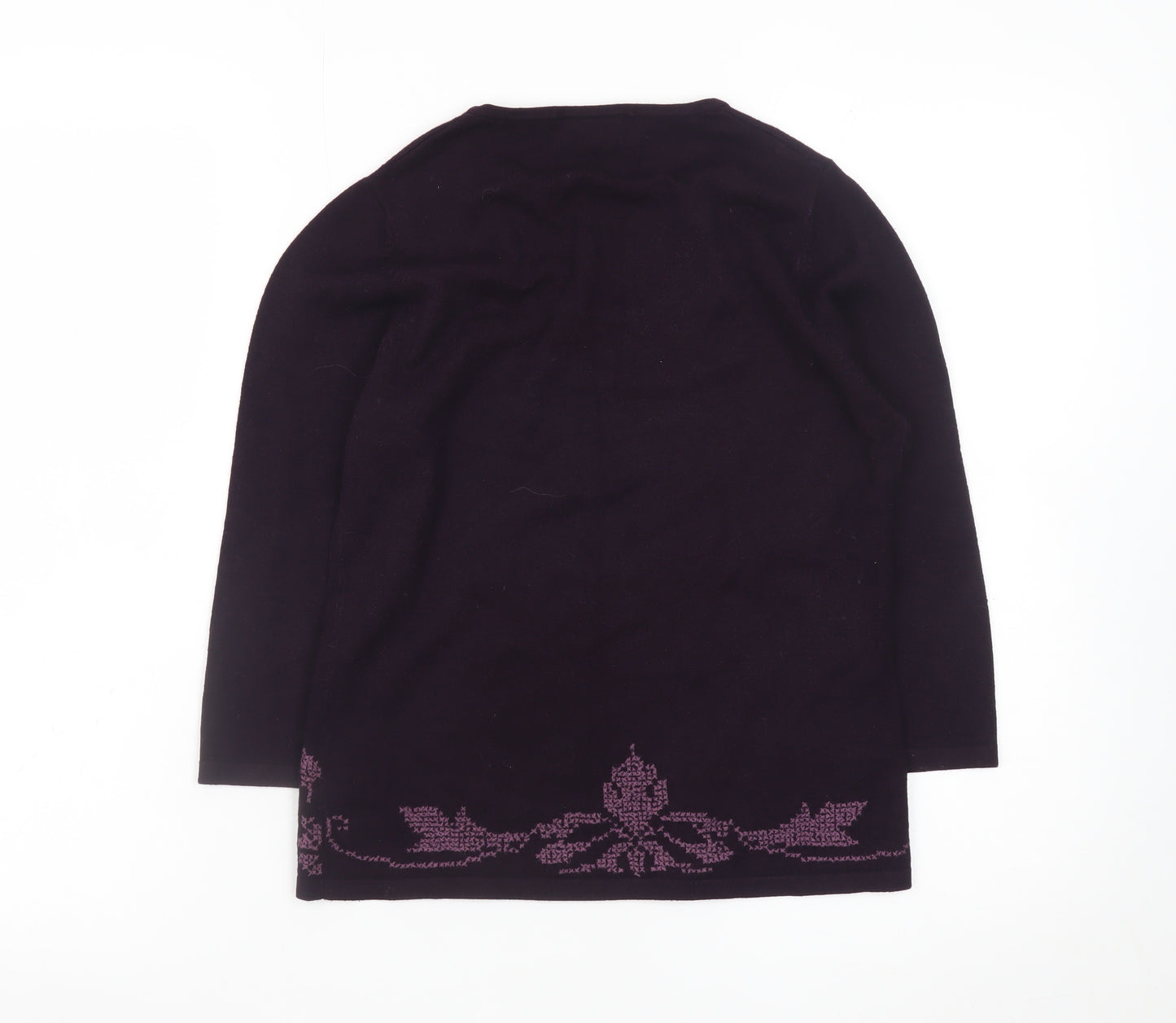 Minuet Womens Purple Floral Scoop Neck Pullover Jumper Size 8