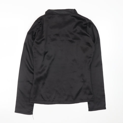 Morgan Women’s Black Satin Bow Neck Long Sleeve Blouse Size 8