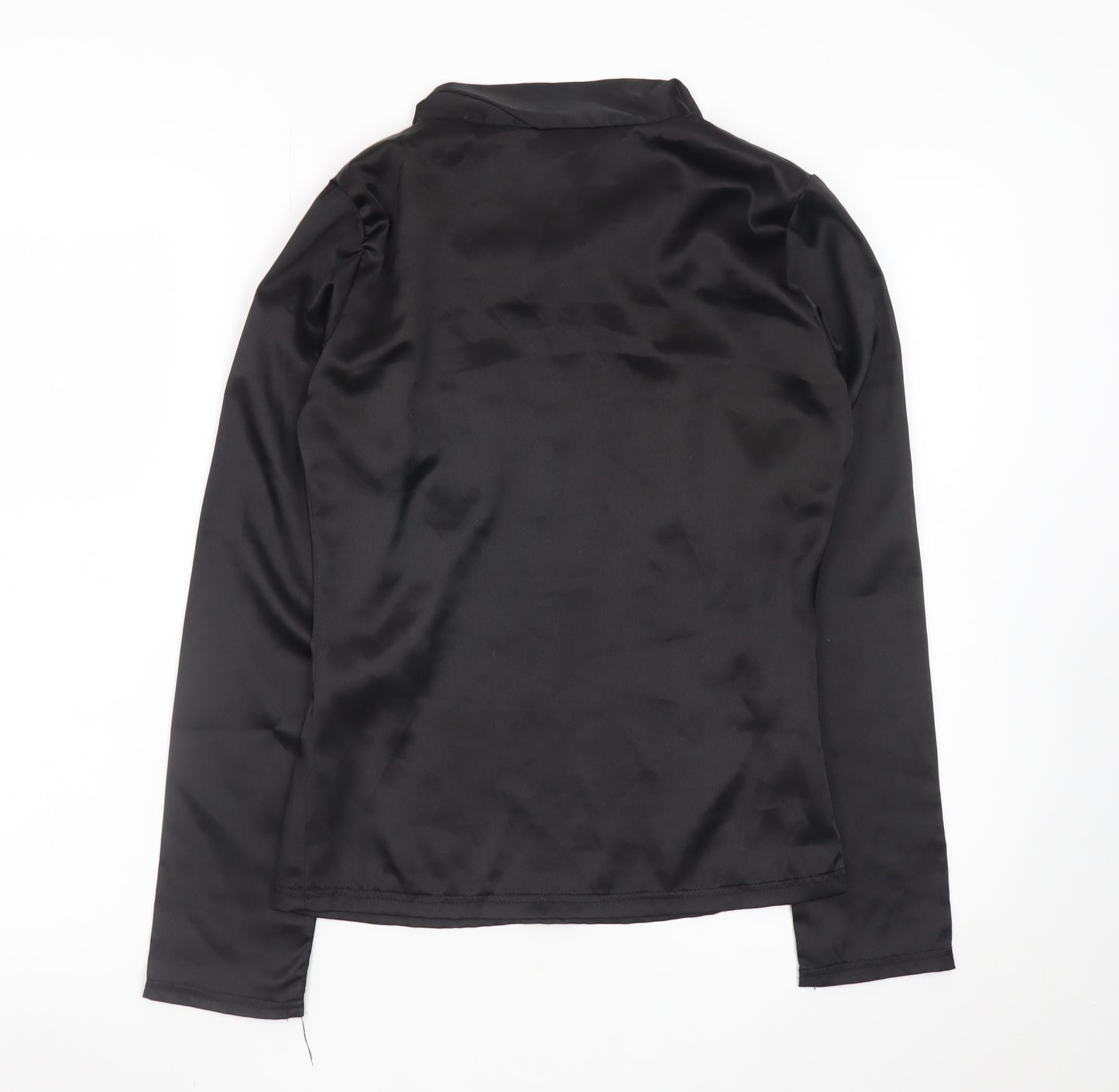Morgan Women’s Black Satin Bow Neck Long Sleeve Blouse Size 8