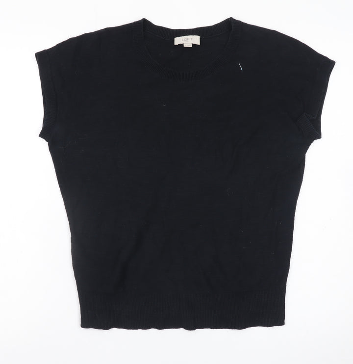 LOFT Women’s Black XS Basic Cotton Short Sleeve Top