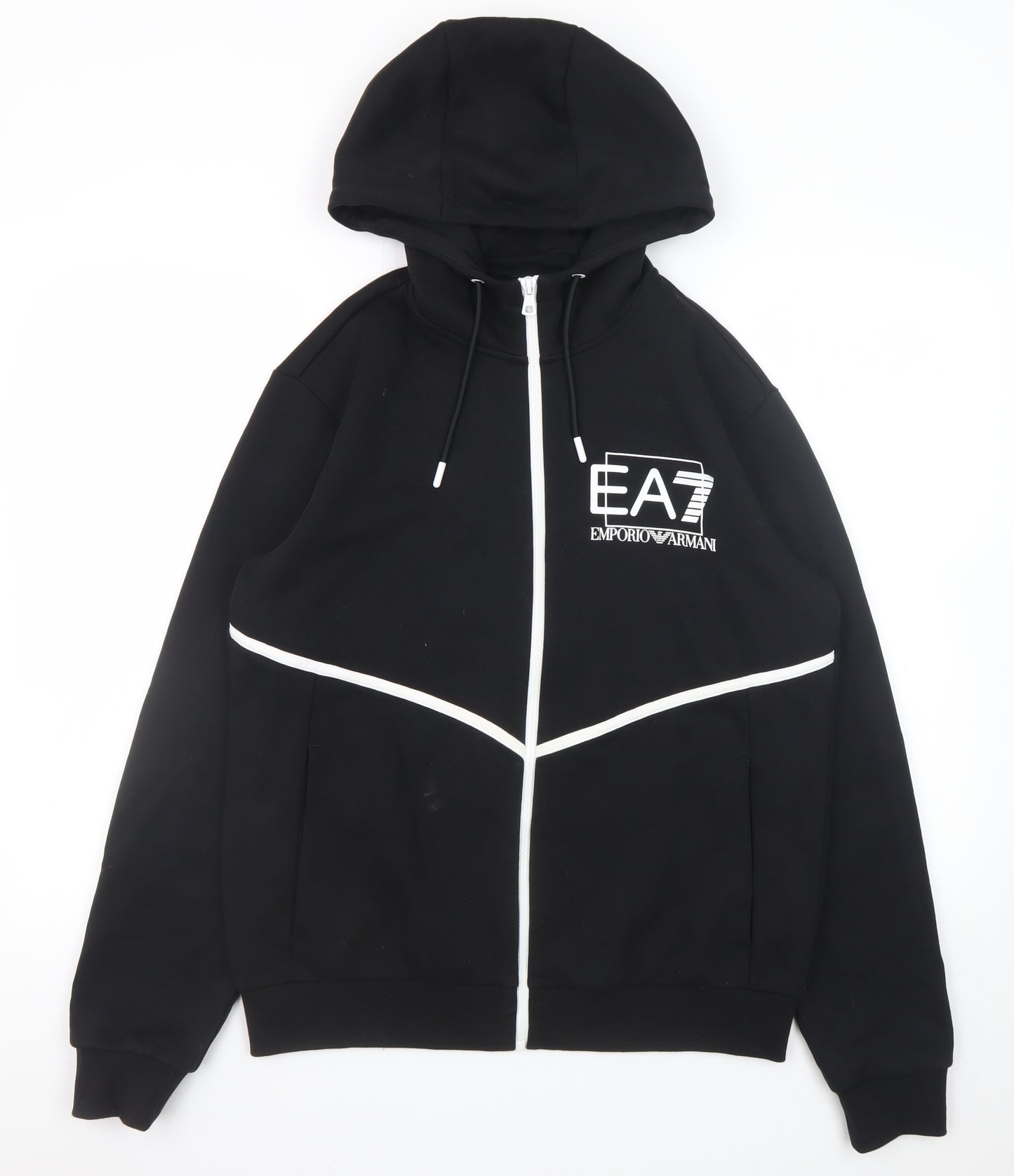 Emporio Armani EA7 Men's Black Full Zip Hoodie Size M Designer Sweatshirt