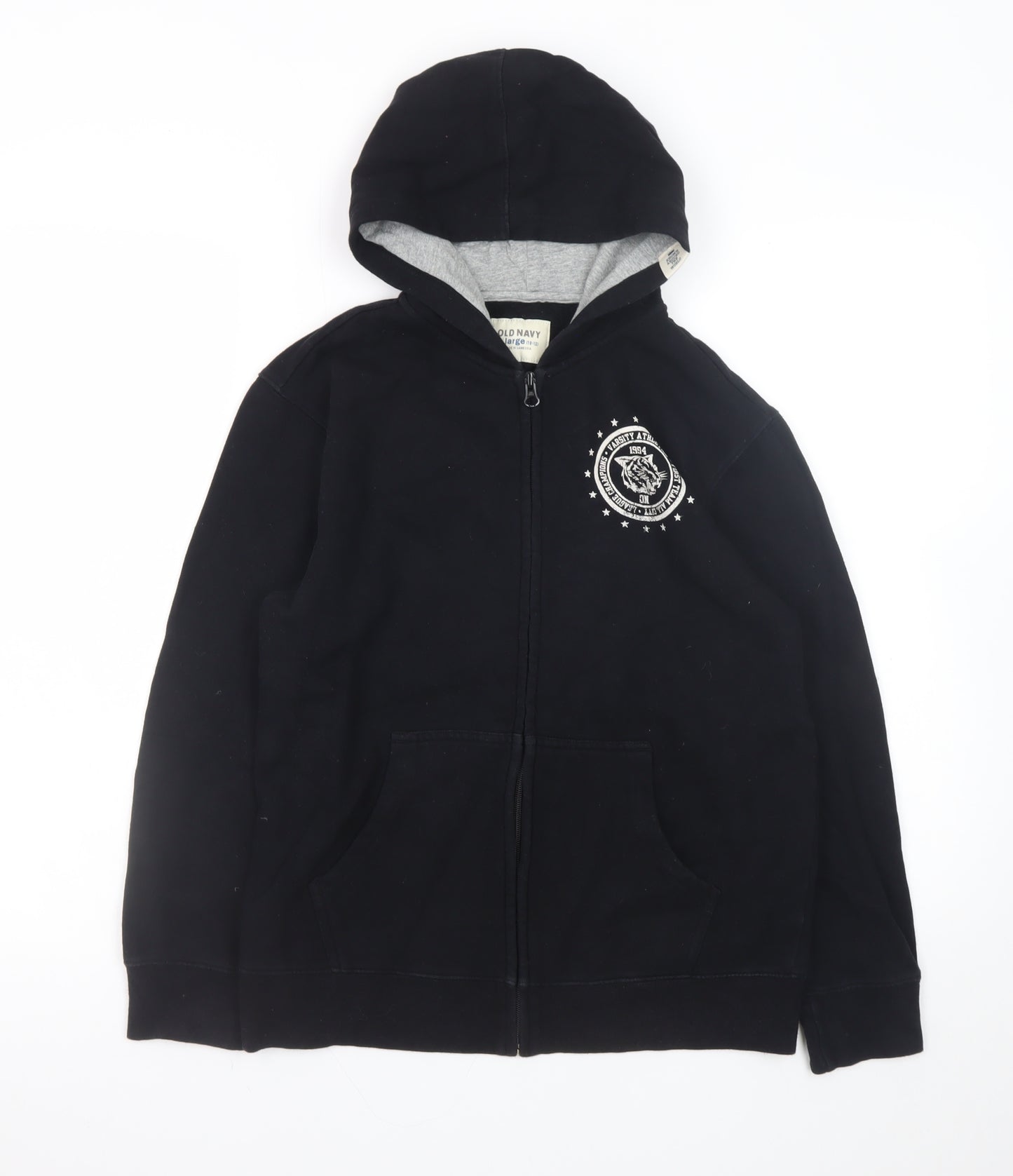 Old Navy Boys Black Full Zip Hoodie Size 10-12 Years Fleece Jacket