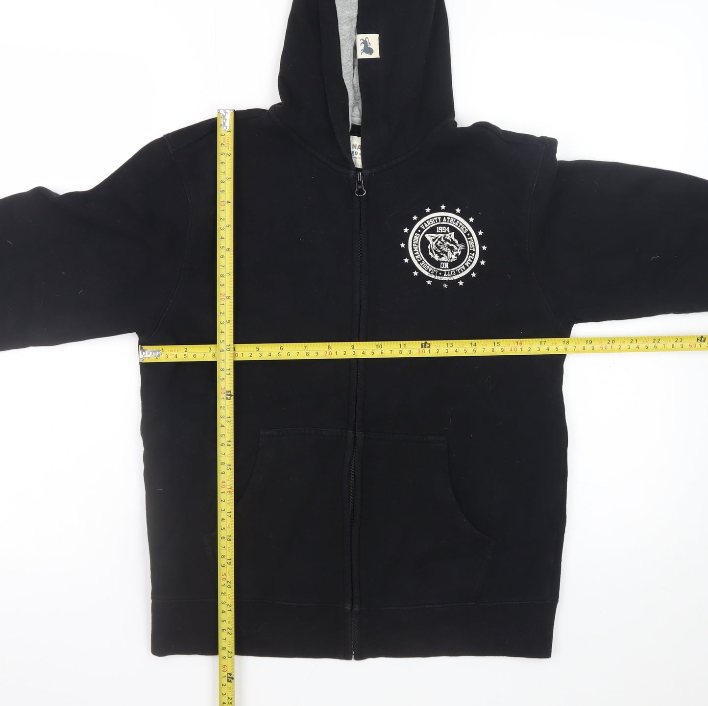 Old Navy Boys Black Full Zip Hoodie Size 10-12 Years Fleece Jacket