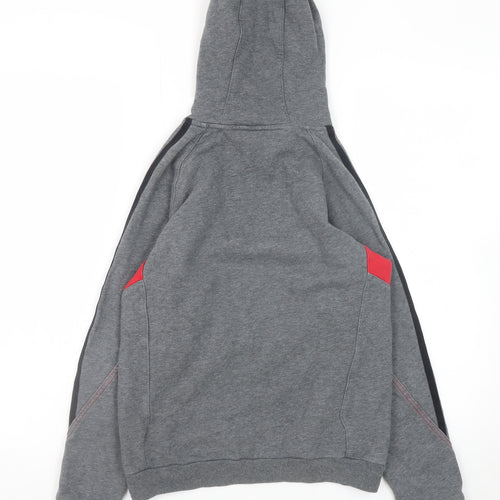 Adidas Boys Grey & Red Hooded Pullover Sweatshirt Size 11-12 Years