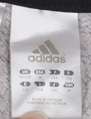 Adidas Boys Grey & Red Hooded Pullover Sweatshirt Size 11-12 Years