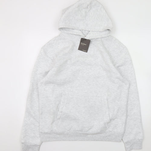 River Island Men's Grey Hoodie Medium Pullover Fleece Classic Style