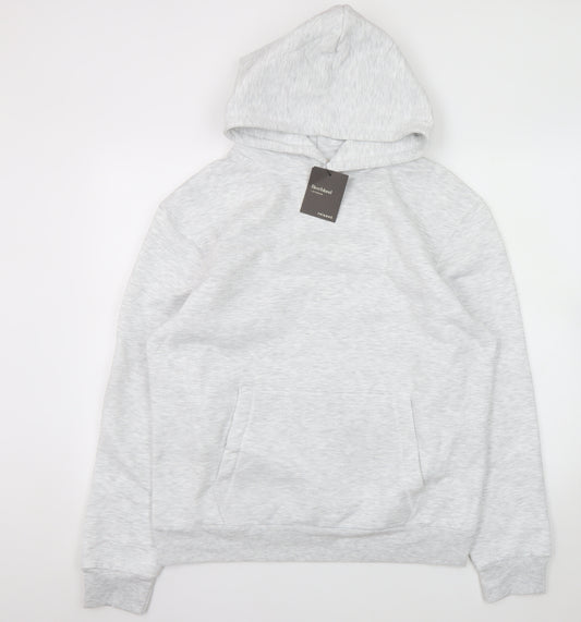River Island Men's Grey Hoodie Medium Pullover Fleece Classic Style