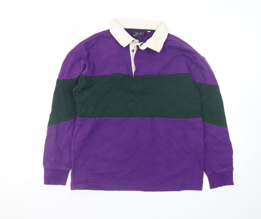 Next Boys Purple & Green Long Sleeve Rugby Polo Shirt 13 Years