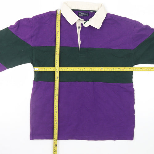 Next Boys Purple & Green Long Sleeve Rugby Polo Shirt 13 Years