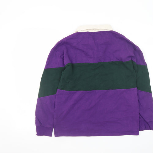 Next Boys Purple & Green Long Sleeve Rugby Polo Shirt 13 Years