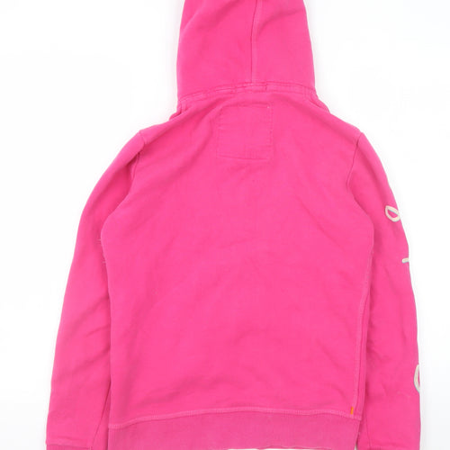 Superdry Girls Pink Full Zip Hoodie S Fleece Logo Hooded Sweatshirt