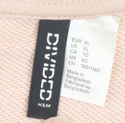 H&M Women Beige Ruffle Long Sleeve Pullover Sweatshirt XL