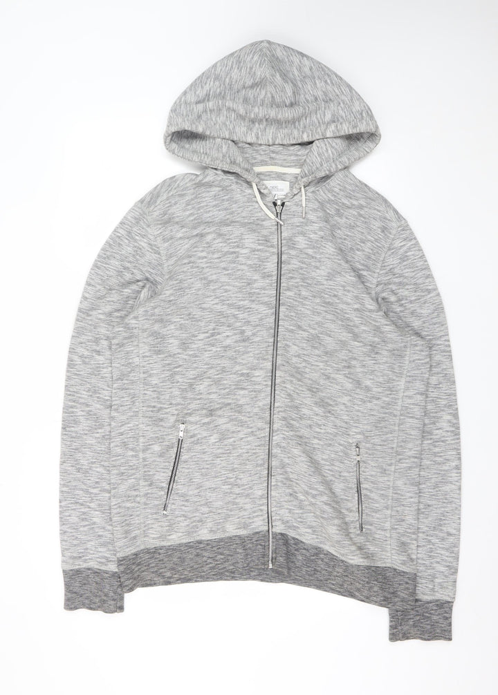 Next Men’s Grey Full Zip Hoodie Large Cotton Blend