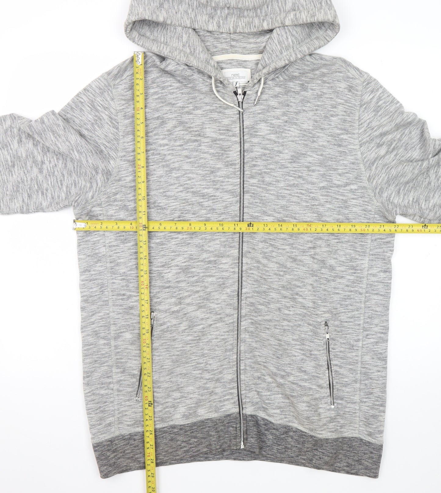 Next Men’s Grey Full Zip Hoodie Large Cotton Blend