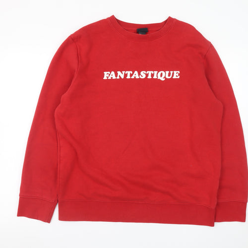 H&M Women's Red Fantastique Cotton Blend Pullover Sweatshirt M