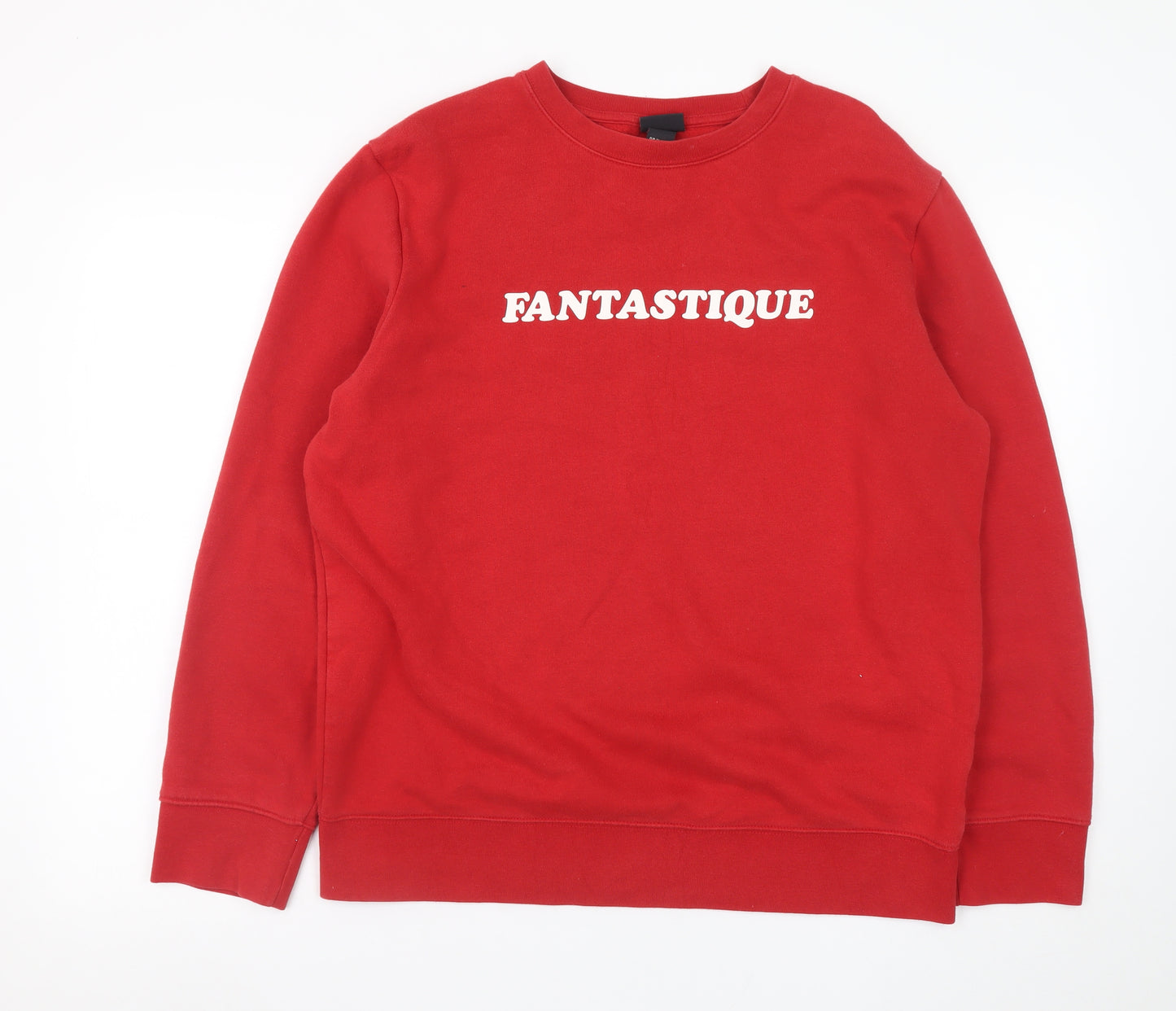 H&M Women's Red Fantastique Cotton Blend Pullover Sweatshirt M