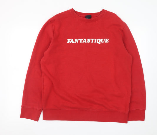 H&M Women's Red Fantastique Cotton Blend Pullover Sweatshirt M