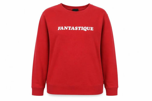 Front view of H&M Women's Red Fantastique Cotton Blend Pullover Sweatshirt M