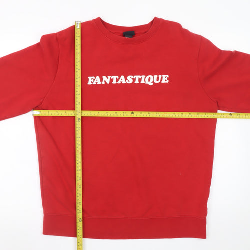 H&M Women's Red Fantastique Cotton Blend Pullover Sweatshirt M