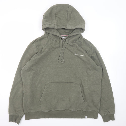 Animal Men's Green Pullover Hoodie Size L Regular Fit Cotton Blend