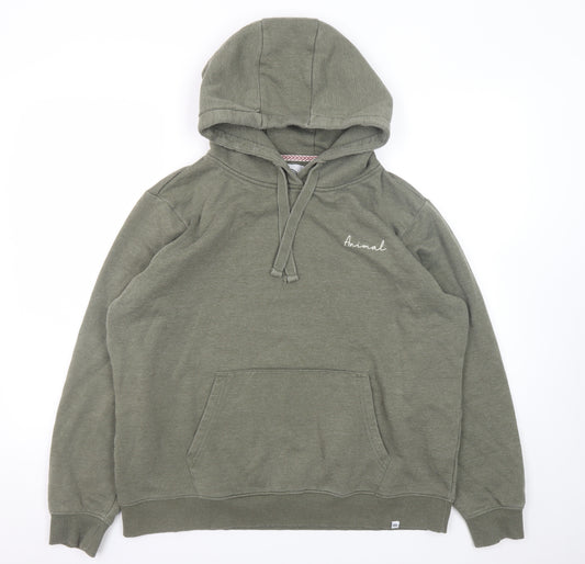 Animal Men's Green Pullover Hoodie Size L Regular Fit Cotton Blend