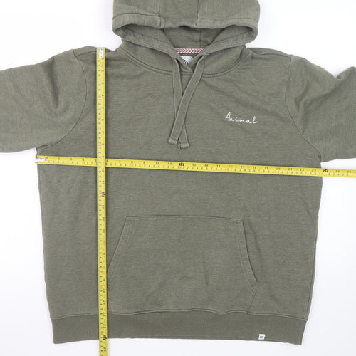 Animal Men's Green Pullover Hoodie Size L Regular Fit Cotton Blend