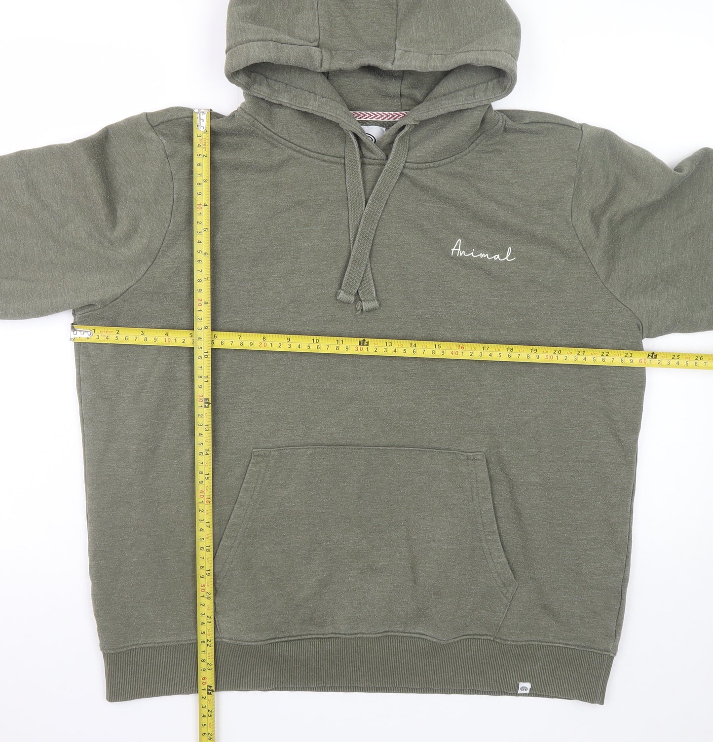 Animal Men's Green Pullover Hoodie Size L Regular Fit Cotton Blend