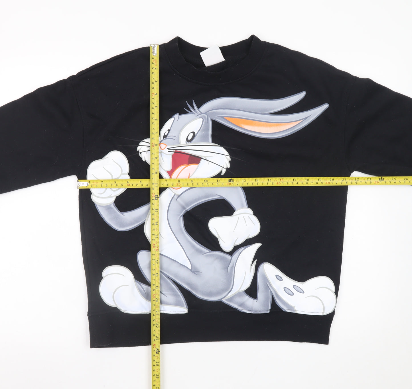 Looney Tunes Women’s Black Bugs Bunny Printed Pullover Sweatshirt Size S