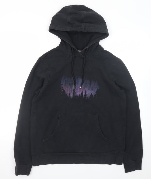 Mountain Warehouse Men's Black Pullover Hoodie Medium Fleece Graphic Print