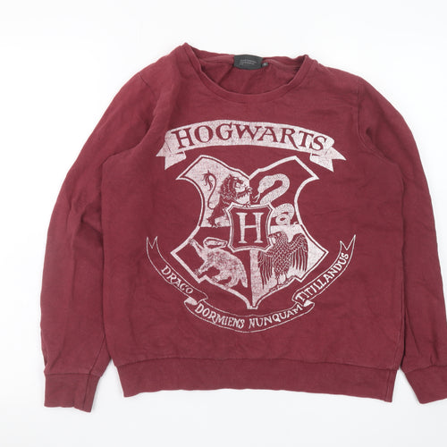 Harry Potter Women Red Hogwarts Sweatshirt Size 12 Pullover Cotton Blend