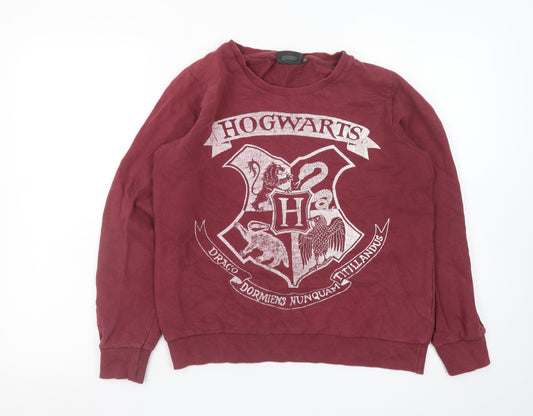 Harry Potter Women Red Hogwarts Sweatshirt Size 12 Pullover Cotton Blend