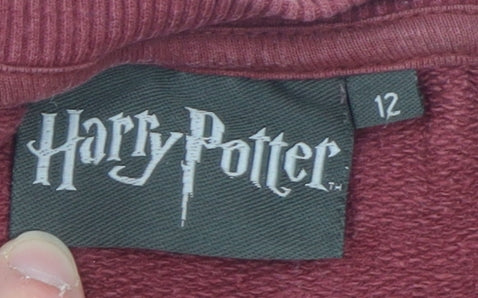 Harry Potter Women Red Hogwarts Sweatshirt Size 12 Pullover Cotton Blend
