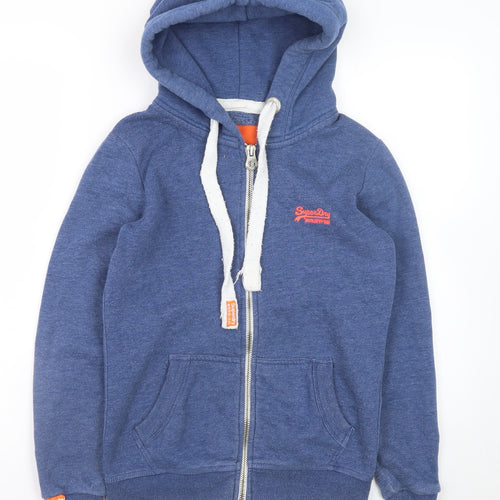 Superdry Womens Blue Full Zip Hoodie XS Orange Label