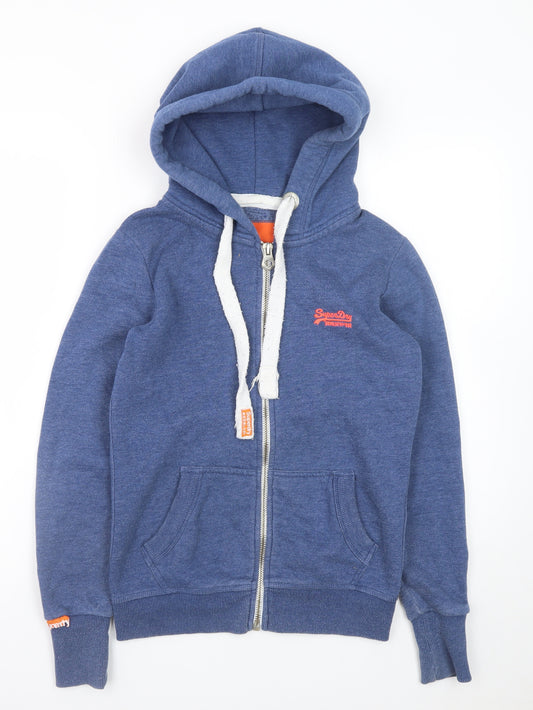 Superdry Womens Blue Full Zip Hoodie XS Orange Label
