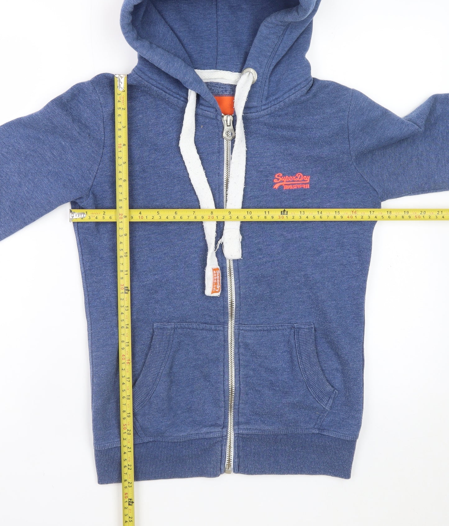 Superdry Womens Blue Full Zip Hoodie XS Orange Label