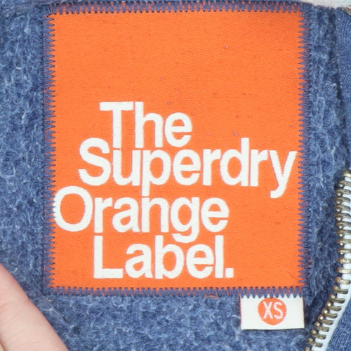 Superdry Womens Blue Full Zip Hoodie XS Orange Label