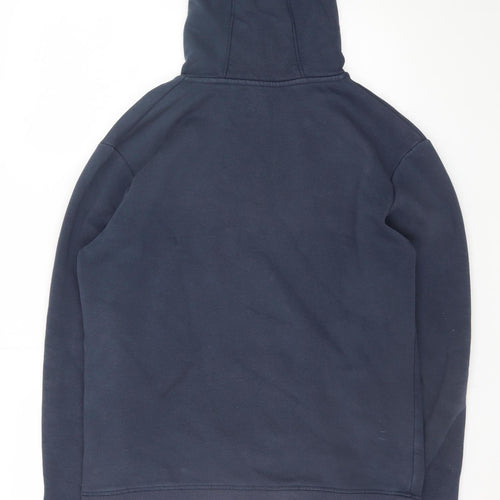 BADR Men Blue Pullover Hoodie L Graphic Print Hooded Sweatshirt