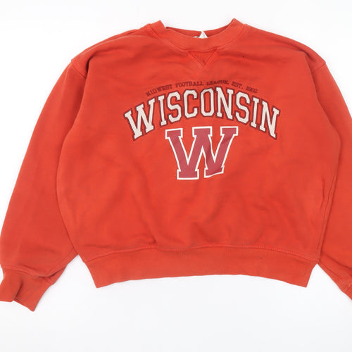 H&M Womens Red Wisconsin Pullover Sweatshirt XS Cotton Blend