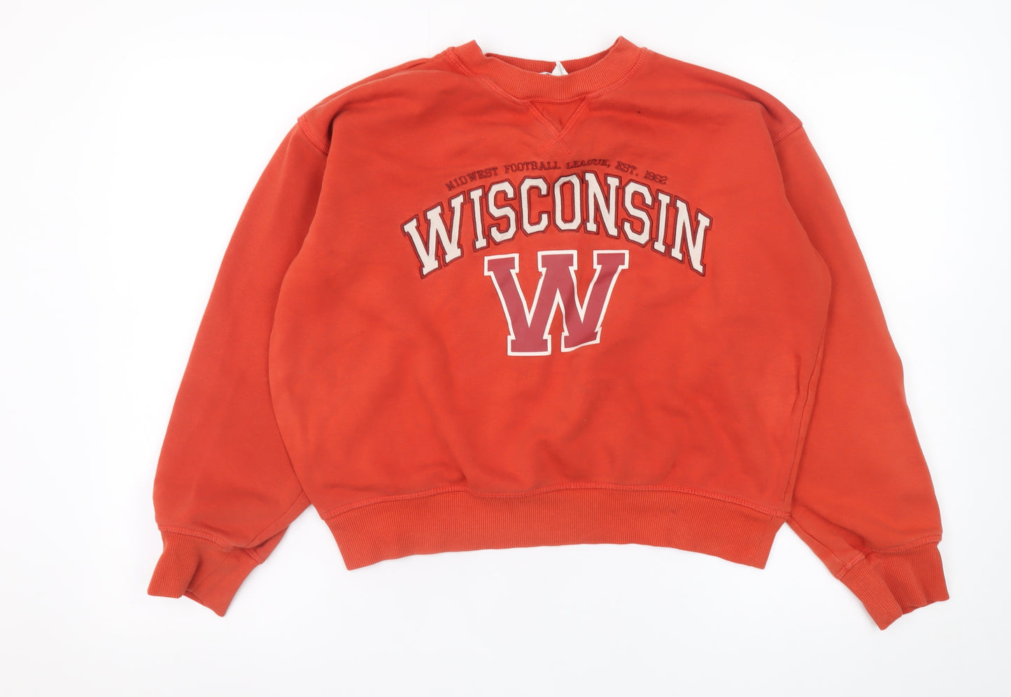 H&M Womens Red Wisconsin Pullover Sweatshirt XS Cotton Blend