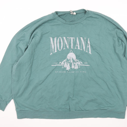 ASOS DESIGN Womens Green Montana Graphic Pullover Sweatshirt UK 24